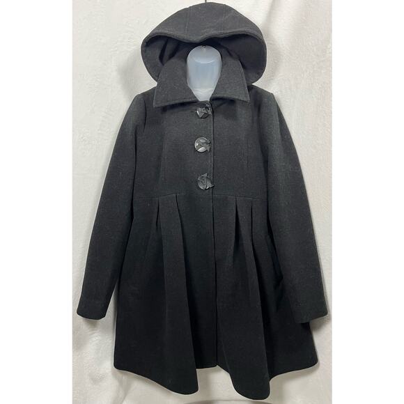 NEW KIM + KAI Pokkori MATERNITY Fit & Flare Hooded Jacket Wool Blend Coat Medium - Picture 1 of 9